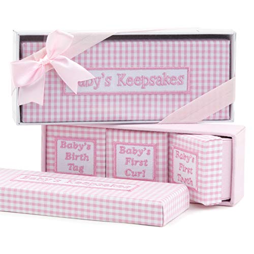 Mopec ea373.02 – 4-er Set Aufbewahrungsboxen mit Deckel gefüttert in Stoff Vichy rosa verziert in Einer Box weiß mit eine Schleife, Pack mit 1 Stück von Mopec