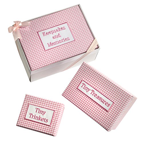 Mopec g180.02 – 3-er Set Aufbewahrungsboxen mit Deckel gefüttert in Stoff Vichy pink in Box 12er Pack Weiß und mit rosa Schleife, 1 Stück von Mopec