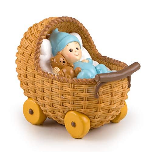 Mopec y781.3 – Figur Kuchen Spardose Kinderwagen, 15,5 x 13 x 10 cm, blau von Mopec