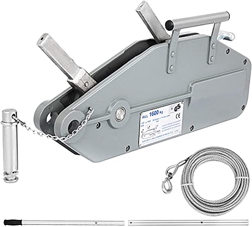 Mophorn Seilzug bis 1600 kg Kapazität mit Länge 25 m Drahtseil Edelstahl,12 kg Seilwinde Forstseilwinde Bremse Ziehen Spannen und Heben Handseilwinde Seildurchmesser 11 mm maximale Reiselast 2400 kg von Mophorn