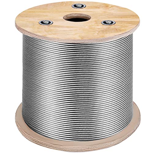 mophorn T316 Edelstahl Kabel 1/20,3 cm 7 x 7 Stahldraht Seil Kabel 500 FT Kabel Reling für Reling Sonnendeck DIY Balustrade, Stainless Steel Cable von VEVOR