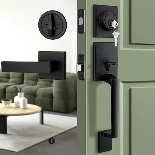Moquin Vordertürgriffe, Zinklegierung, robuste Außengriffe mit umkehrbarem Hebel für links- und rechtshändige Türen, Mattschwarz Moquin Vordertürgriffe, Zinklegierung, robuste Außengriffe mit umkehrbarem Hebel für links- und rechtshändige Türen, Mattschwarz von Moquin