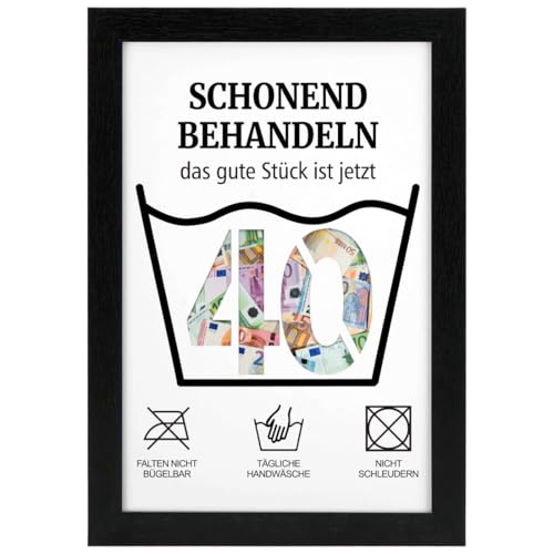 MorLuks Geldgeschenke Geburtstag 40, Bilderrahmen Geldgeschenk, 40. Geburtstag Frauen & Männer, Schonend Behandeln 40, Lustige Geldgeschenke Verpackung für Freunde Familie von MorLuks