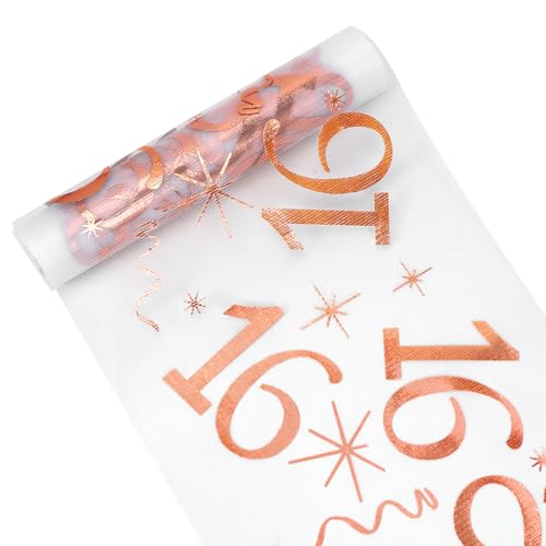 Tischläufer 16 Geburtstag, Tischdeko Geburtstag 28 cm x 10 m, Tischläufer Roségold Rolle, Deko 16. Geburtstag Mädchen Junge, Tischdecke Tischband für Geburtstag Jahrestag Feier Party Tischläufer 16 Geburtstag, Tischdeko Geburtstag 28 cm x 10 m, Tischläufer Roségold Rolle, Deko 16. Geburtstag Mädchen Junge, Tischdecke Tischband für Geburtstag Jahrestag Feier Party von MorLuks