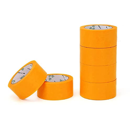 MorNon 12 Rollen Goldband 50mm x 50m Klebeband Set Entfernbar Abdeckband Maler Rückstandfrei für Automotive Dekoration Malerarbeiten ohne Lösungsmittel Soft Tape von MorNon