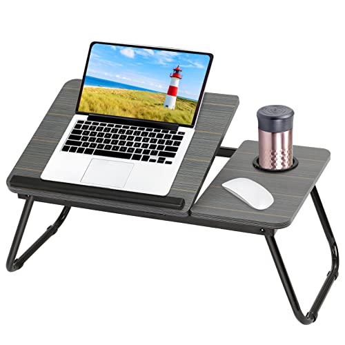 MorNon Faltbare Laptoptisch 55x32x25cm Tablet Tisch Betttisch Betttablett Notebook Laptoptisch Notebooktisch mit Getränkehalter für Lesen oder Frühstücks (Schwarz) von MorNon
