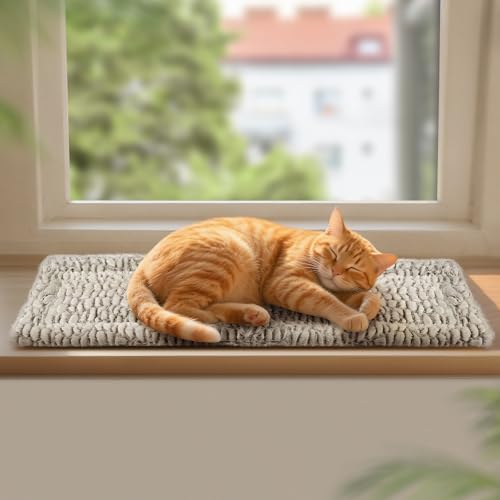 Mora Pets Katzen Fensterliege Katzenbett Fensterbank Wärmedecke für Katze Selbstheizende Decke Heizdecke Ohne Strom Selbstwärmend Katzendecke wendbar und weich Katzenliege Fenster 90 x 28 cm von Mora Pets