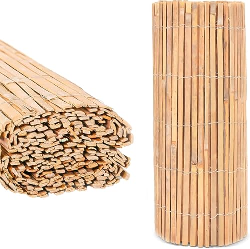 Natürlicher Bambus-Lamellenzaun - Sichtschutz Lattenrolle für Garten Outdoor Wind-/Sonnenschutz Garten Sichtschutz Zaunblende (H:1.5M x L:4M) von Morada Nest