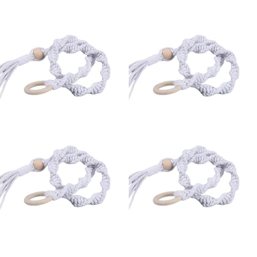 4 Pack Holzringe Und Geflochtene Baumwollseile Quasten Vorhang Krawatten Für Wohnzimmer Schlafzimmer Fenster Ablagerung Holdbacks Holdbacks Webe Seilvorhang Krawatten von Morain