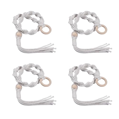 4 Pack Holzringe Und Geflochtene Baumwollseile Quasten Vorhang Krawatten Für Wohnzimmer Schlafzimmer Fenster Ablagerung Holdbacks Holdbacks Webe Seilvorhang Krawatten von Morain