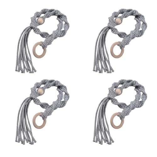 4 Pack Holzringe Und Geflochtene Baumwollseile Quasten Vorhang Krawatten Für Wohnzimmer Schlafzimmer Fenster Ablagerung Holdbacks Holdbacks Webe Seilvorhang Krawatten von Morain