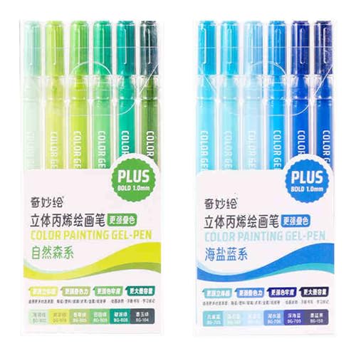 Acryl-Marker-Set mit 6/12/54 Farben, Acrylstifte, Gelstift, Farbmarker für Glas, Metall, Malerei von Morain