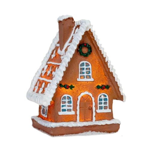 Bunte Weihnachtshäuser Baumbär Ornament Harze Miniatur-Figuren für Zuhause Tischdekoration und Gartenzubehör Büro Schreibtisch Ornament von Morain