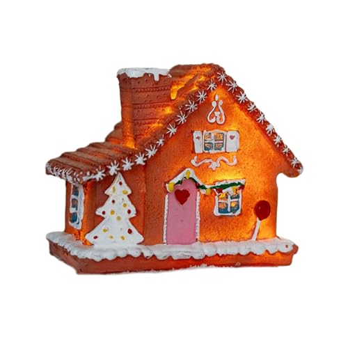 Bunte Weihnachtshäuser Baumbär Ornament Harze Miniatur-Figuren für Zuhause Tischdekoration und Gartenzubehör Büro Schreibtisch Ornament von Morain