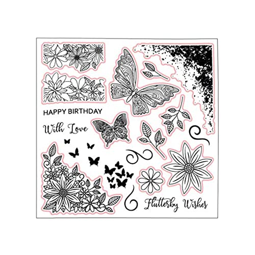 Butterfly Clear Stamps Blumenblätter Stempel Stempel Transparent Silicon Briefmarken Für Scrapbooking Karten Machen Dekorationen Blumenblätter Transparenter Briefmarkensiegel Butterfly Klare von Morain