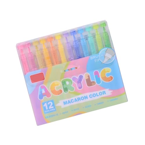 Flüssig-Acrylfarben-Marker zum Zeichnen auf Papier, Stein, Stein, Leinwand, Holz, Glas, Pinselspitze, flüssige Acrylfarbe, Farbmarker, Set mit 12 Farben von Morain