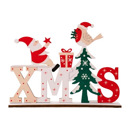 Holzbuchstaben-Display, Ornament, Holzbuchstaben, Weihnachts-Kamindekoration, moderner Akzent für Schreibtisch, Büro, Schreibtisch, Weihnachten, Holzakzent von Morain