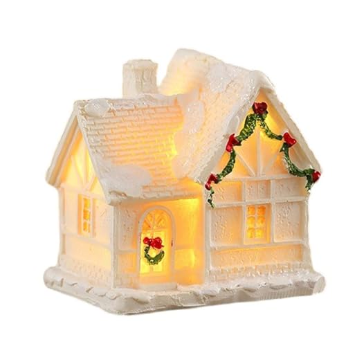 Leuchtende Miniatur-Weihnachts-Häuser, handgefertigt, Kunstharz-Dekoration, ideal für Schreibtisch-Ornamente, Harz-Häuser-Dekoration von Morain