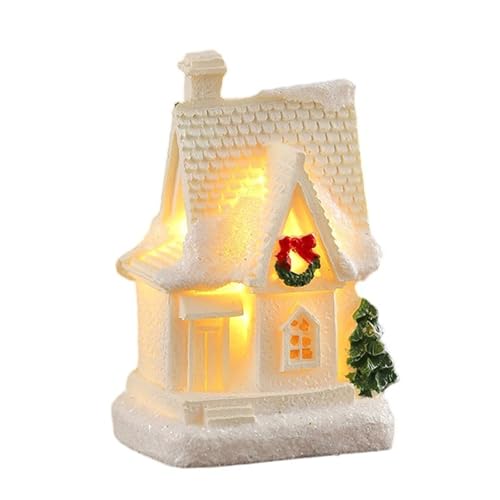 Leuchtende Miniatur-Weihnachts-Häuser, handgefertigt, Kunstharz-Dekoration, ideal für Schreibtisch-Ornamente, Harz-Häuser-Dekoration von Morain