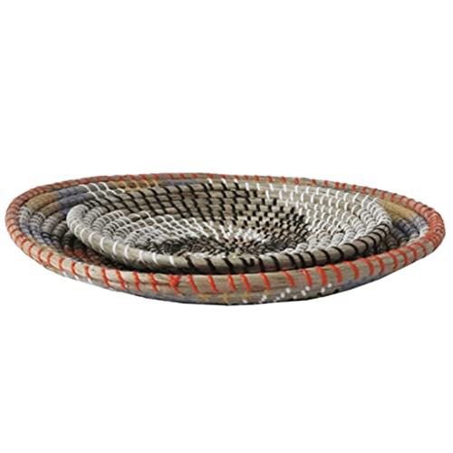 Morain 2pcs Gewebte Wandkorb Handgefertigtes Seegras Hängende Dekorative Tablett Schüssel Obstdessertteller Für Wohnzimmer Wandkorb von Morain