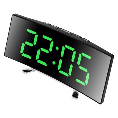Morain Doppelter Digitaler Wecker Mit Einstellbarer Nachtbeleuchtung Stille Temperaturanzeige Doppelnetz Versorgung Gekrümmte LED Desktop Uhr von Morain