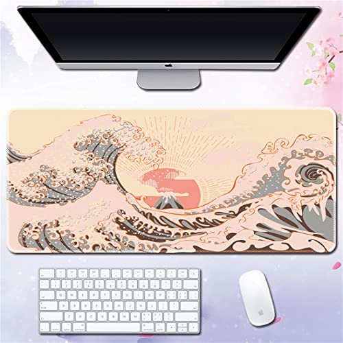 Morain Gaming-Mauspad, Kunstdruck, Malerei, Hokusai, die große Welle, groß, rechteckig, rutschfest, Gummi, Mauspad, 600 x 300 x 3 mm, Stil 15 von Morain