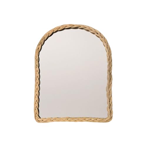 Morain Gewebte Rattan Wand Spiegelgespiegelte Handgespiegelte Gewölbte Hänge Mit Holzrahmen Für Bauernhäuser Wohnzimmer Schlafzimmer Dekore Home Decors Spiegel von Morain