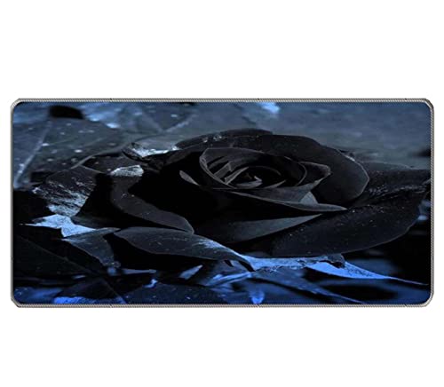 Morain Großes Gaming-Mauspad (30 x 31,5 x 0,3 cm) mit genähten Kanten, verlängertes Mauspad, langlebige, rutschfeste Naturkautschuk-Basis, waschbare Tastaturunterlage, Blume 10 von Morain