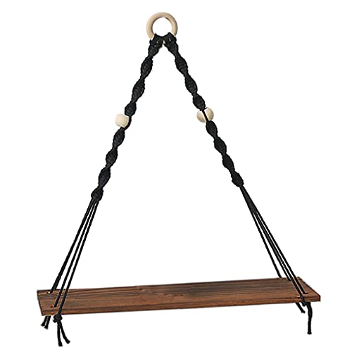 Morain Holzwandregal Baumwollseile Schwung Pflanze Blumentopf Ständer Rack Pflanze Blumentopf Hängende Ständer von Morain