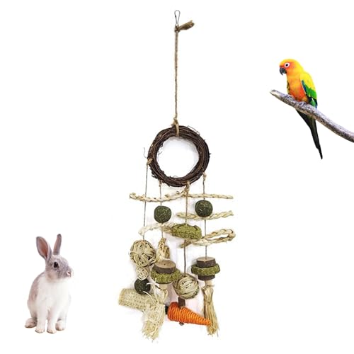Morain Interaktions-Holz-Kauspielzeug für Kaninchen, Zahnpflege, Hamster, Schleifen, Papageienkäfig, Anreicherung, Aktivitätsspielzeug, Nagetiere, Kauen von Morain