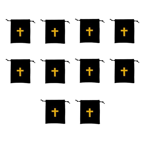 Morain Packung Von 10 Samt Kordelstring Taschen Rosenkranztaschen Schmuck Geschenkbeutel Featurings Crosses Designs Für Schmuck Lageraufbewahrung Samt Rosenkranztasche von Morain