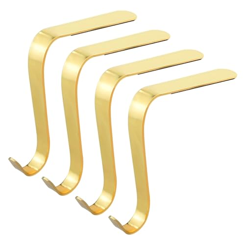 Set mit 4 stilvollen Weihnachtsstrumpfhaltern, Zubehör für Kaminsims, Haken und Girlanden, Clip in stabilen Metall-Weihnachtsstrumpfhaltern von Morain
