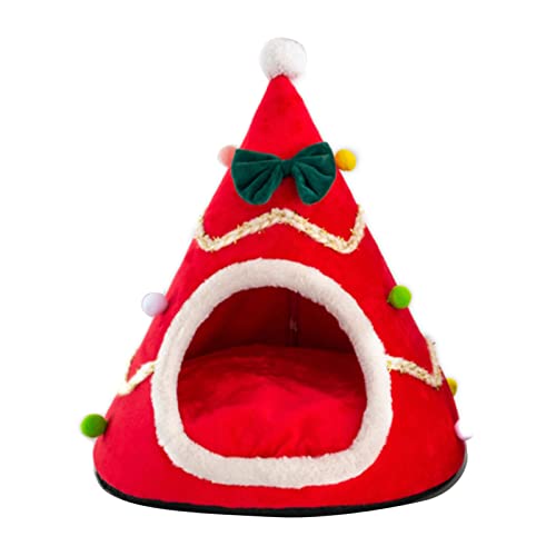 Weihnachtsbett für Indoor-Katzen, kleine Hunde, warmes Haus, waschbar, Welpenzelt, Kätzchenhöhle, abnehmbares Kissen, Höhlenbett, niedlich Weihnachtsbett für Indoor-Katzen, kleine Hunde, warmes Haus, waschbar, Welpenzelt, Kätzchenhöhle, abnehmbares Kissen, Höhlenbett, niedlich von Morain