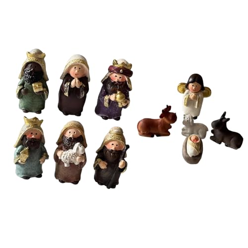 Weihnachtskrippen-Miniatur-Figuren aus Kunstharz, für Weihnachten, Tabetop-Mantel, religiöse Ornamente und Regale, aus Kunstharz, Krippenfiguren, 11 Stück Weihnachtskrippen-Miniatur-Figuren aus Kunstharz, für Weihnachten, Tabetop-Mantel, religiöse Ornamente und Regale, aus Kunstharz, Krippenfiguren, 11 Stück von Morain