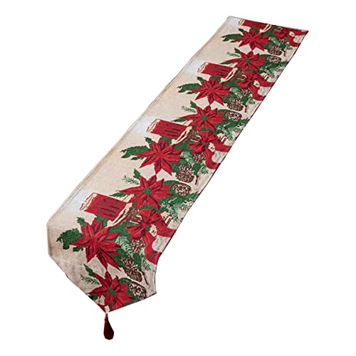 Weihnachtstischläufer, Blumendruck, Tischdecke, saisonales Dekor-Accessoire für Winter, Esszimmer, Restaurant, Dekoration, Weihnachtsläufer Weihnachtstischläufer, Blumendruck, Tischdecke, saisonales Dekor-Accessoire für Winter, Esszimmer, Restaurant, Dekoration, Weihnachtsläufer von Morain