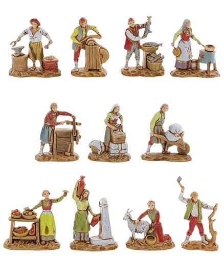 Moranduzzo Set mit 11 Handwerksfiguren Geeignet für Krippe 3,5 cm Maßstab 1:50 – Micro 3,5 – Unzerstörbare Figuren, Stil des 18. Jahrhunderts, Handbemalt, Bildhauer M. Landi, Hergestellt in Italien Moranduzzo Set mit 11 Handwerksfiguren Geeignet für Krippe 3,5 cm Maßstab 1:50 – Micro 3,5 – Unzerstörbare Figuren, Stil des 18. Jahrhunderts, Handbemalt, Bildhauer M. Landi, Hergestellt in Italien von Moranduzzo