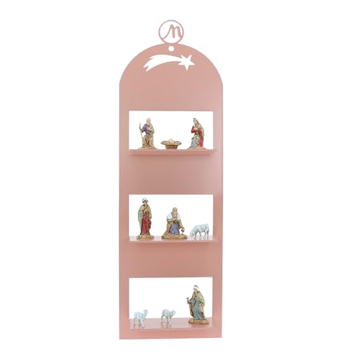 Moranduzzo - Moderne Krippe für Wand oder Dekoration, Set mit 9 Figuren 3,50 cm, Metallständer 10 x 5 x 30 cm (Beige Rot) von Moranduzzo