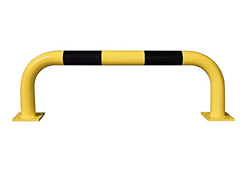 MORION-Rammschutz-Bügel, Rundrohr 76/3,0 mm, gebogen, zum Aufdübeln, H/B: 350/1000 mm, gelb beschichtet mit schwarzen Streifen - 195.14.589 von Moravia