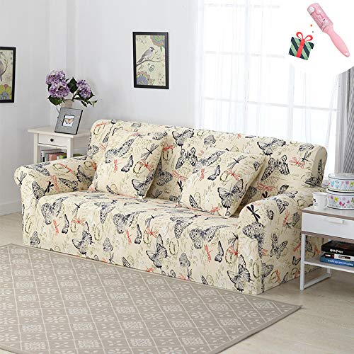 Morbuy Elastisch Sofa Überwürfe Sofabezug, Eleganter Jacquard Ecksofa L Form Stretch Antirutsch Armlehnen Sofahusse Abdeckung für Sofa Couchbezug Sesselbezug (Kissenbezug * 1,Schmetterling) von Morbuy