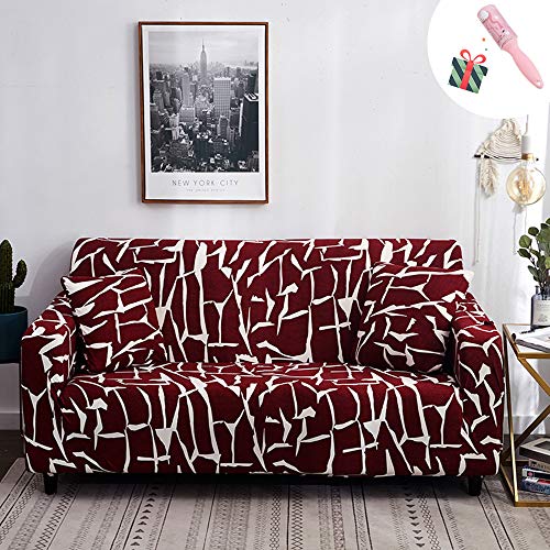 Morbuy Elastisch Sofa Überwürfe Sofabezug 2 Sitzer, Ecksofa L Form Stretch Antirutsch Armlehnen Sofahusse Sofa Abdeckung Hussen für Sofa Couchbezug Sesselbezug (3 Sitzer,Rot) von Morbuy