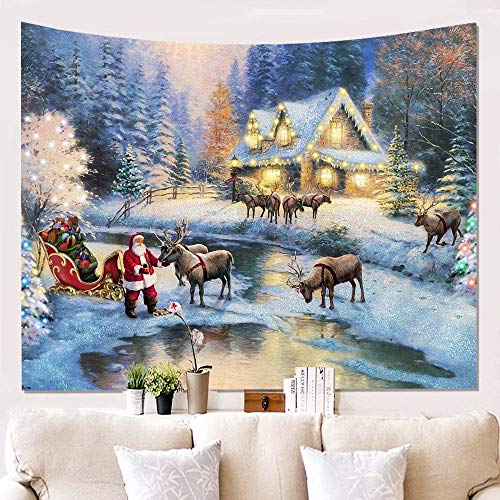 Morbuy Kreativ Tapisserie Neuheit Interessant, Dekor Wandteppich Tapestry Wandbehang aus Polyster Wandtuch Tischdecke Meditation Yogamatte, 3D Weihnachten (150 x 130cm,Festlich) von Morbuy