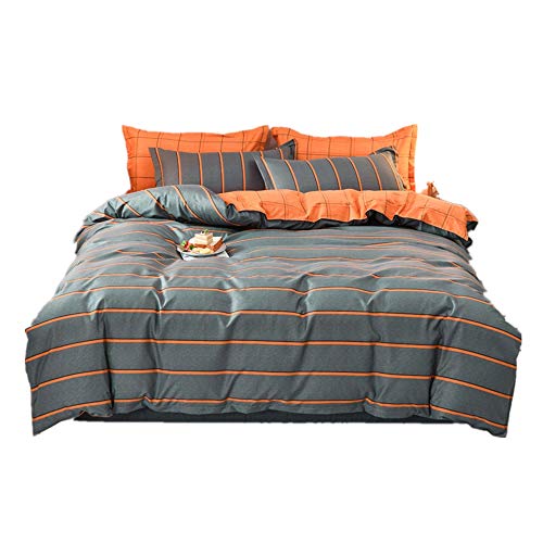 Morbuy Bettwäsche-Set 3 teilig - Geometrie Bettwäsche Set aus Mikrofaser mit Bettbezug und 2 x 50 * 75cm Kissenbezüge, Weiche Bettgarnitur for Kinder Erwachsene (135x200cm,Orange Streifen) von Morbuy