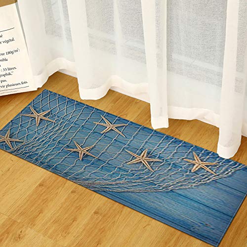 Morbuy Personalisierte Fußmatte Rutschfester Türvorleger mit 3D-Seedruck, Schmutzfangmatte Waschbar Fussmatte Innen Badteppiche (40x60cm,Blaues Holzbrett) von Morbuy