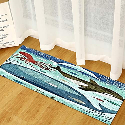 Morbuy Personalisierte Fußmatte Rutschfester Türvorleger mit 3D-Seedruck, Schmutzfangmatte Waschbar Fussmatte Innen Badteppiche (40x60cm,Meeresbewohner) von Morbuy