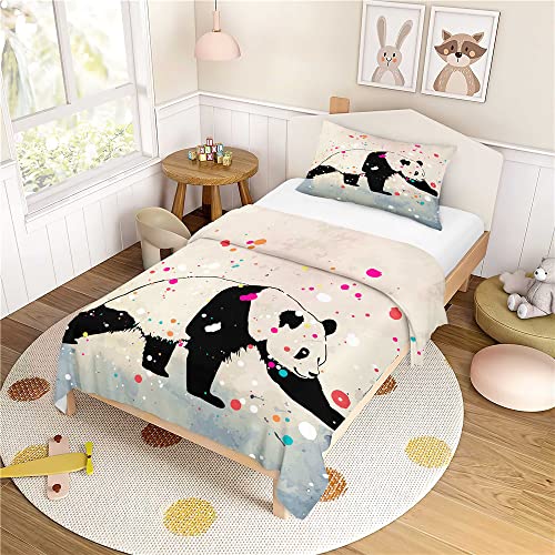 Morbuy Bettwäsche 140x200 - Panda Bettwäsche-Sets 2 Teilig, Mikrofaser Bettbezug 140x200 cm mit Reißverschluss + 1 Kissenbezüge 50x75 cm von Morbuy