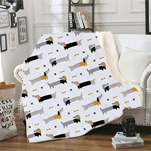 Morbuy Samt Leichte Decke, 3D Kuscheldecke Sofadecke Bettüberwurf Erhältlich Decke Tagesdecke Decke für Sofa und Bett Falten-beständig Schmusedecke (150x130cm,Dackel) von Morbuy