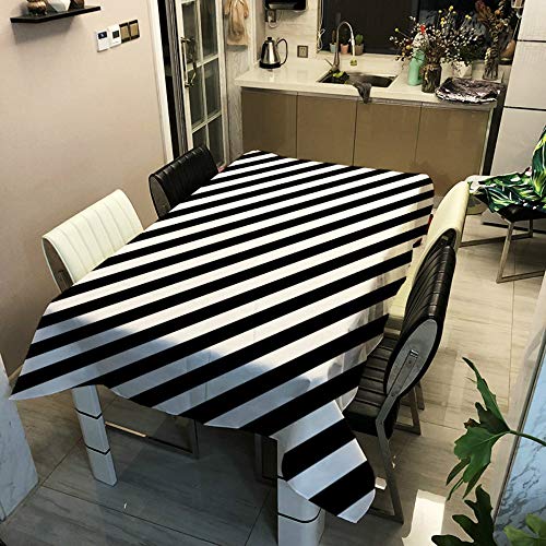 Morbuy Tischdecke Abwaschbar für Speisetisch, 3D Gitter Wasserabweisend Abwischbar Lotuseffekt Quadrat Küchentischabdeckung Geometrie Tischtuch Fleckschutz Pflegeleicht (140x160cm,Weiß Schwarz 8) von Morbuy