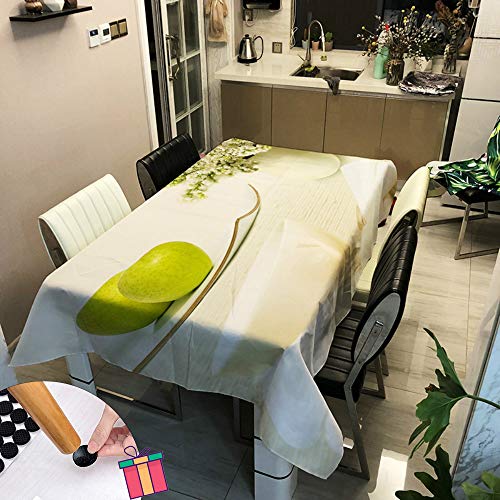 Morbuy Tischdecke Abwaschbar für Speisetisch, 3D Wasserabweisend Abwischbar Lotuseffekt Quadrat Küchentischabdeckung Grüne Pflanze Tischtuch Fleckschutz Pflegeleicht (100x140cm,Grüner Apfel) von Morbuy