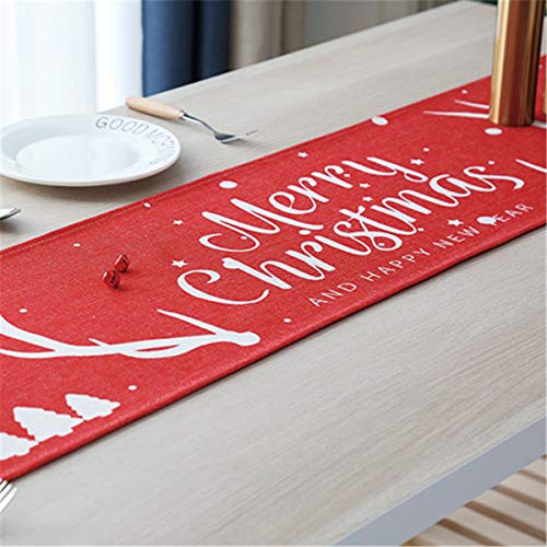 Morbuy Weihnachten Tischläufer, Tischläufer Läufer Tischdecke aus Baumwolle und Leinen Waschbar Tischdekoration Tischwäsche (30x160cm,Grün) von Morbuy