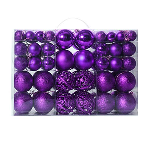Baumkugeln 100 Stück Christbaumkugeln Weihnachtskugeln, Morbuy Kunststoff Weihnachtsbaumkugeln Plastik Bruchsicher, Weihnachtsbaumschmuck Weihnachtsdeko (lila) von Morbuy